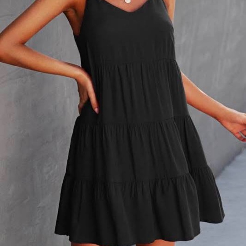 The native one small boutique black tiered dress
